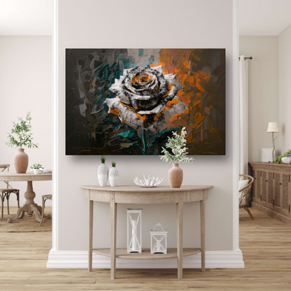 Abstracte Explosie van Oranje en Wit poster