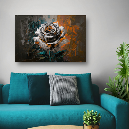 Abstracte Explosie van Oranje en Wit poster