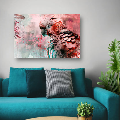 Kleurrijke digitale kunst van een papegaai canvas