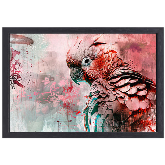 Kleurrijke digitale kunst van een papegaai canvas met baklijst
