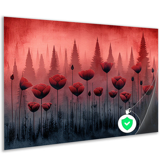 Surrealistische bloemen in minimalistisch bos poster