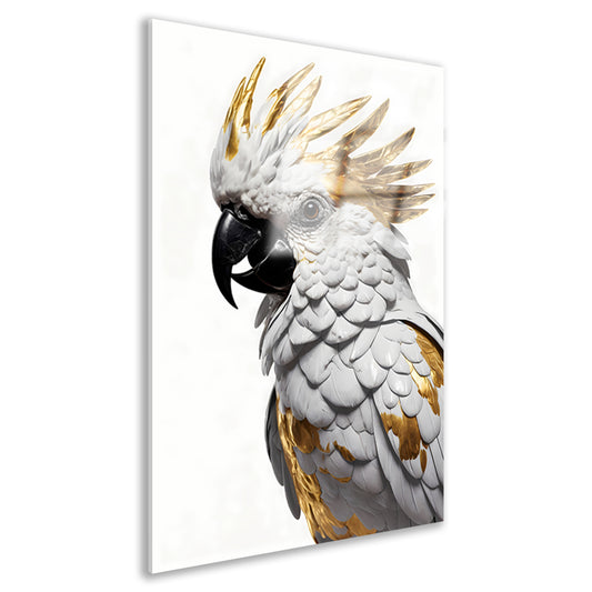 Majestueuze Papegaai in Goud en Wit acrylglas