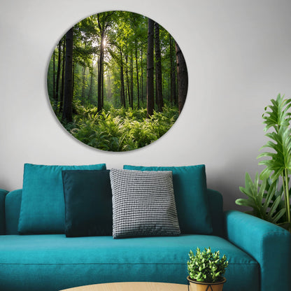 Zonnestralen door zomers groen bos forex muurcirkel