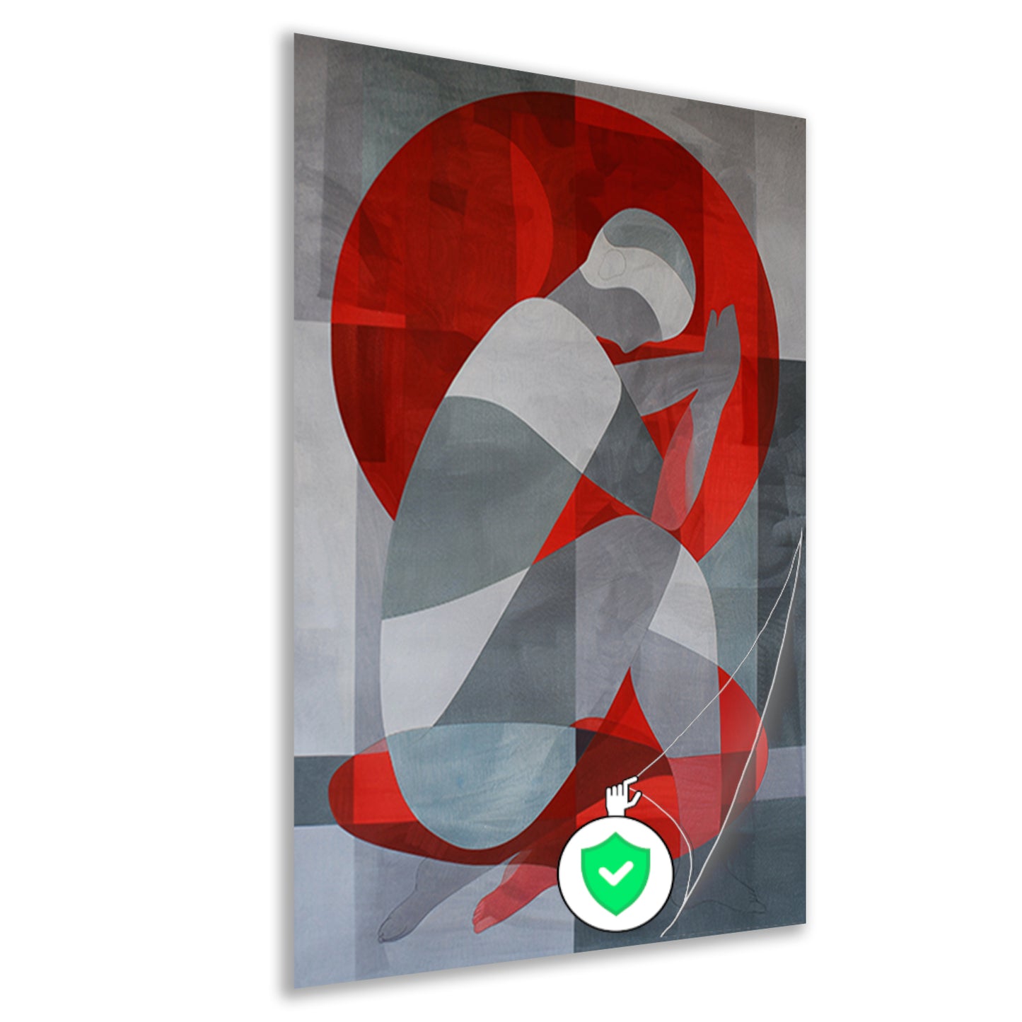 Abstracte kunst van geknielde persoon in cirkel poster