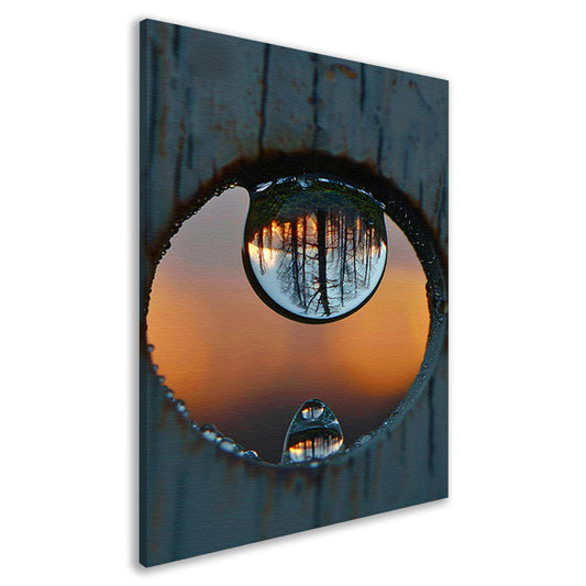 Reflectie van een Bos in een Dauwdruppel canvas