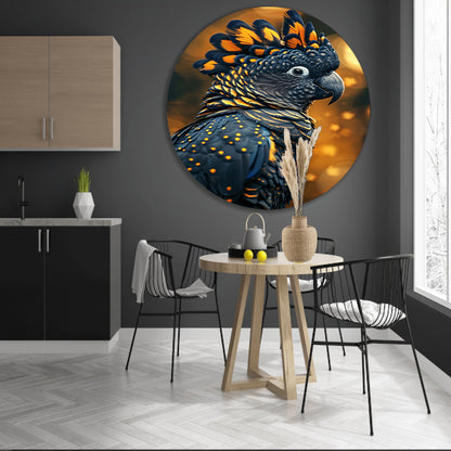 Blauwe vogel met gele accenten forex muurcirkel