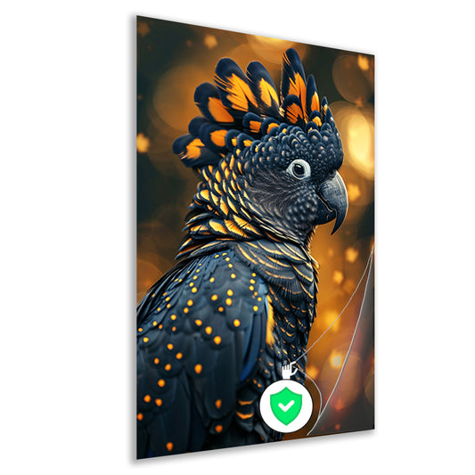 Blauwe vogel met gele accenten poster