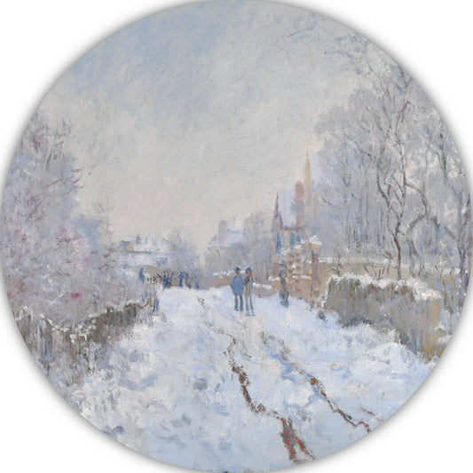 Sneeuwscène in Argenteuil - Claude Monet aluminium muurcirkel