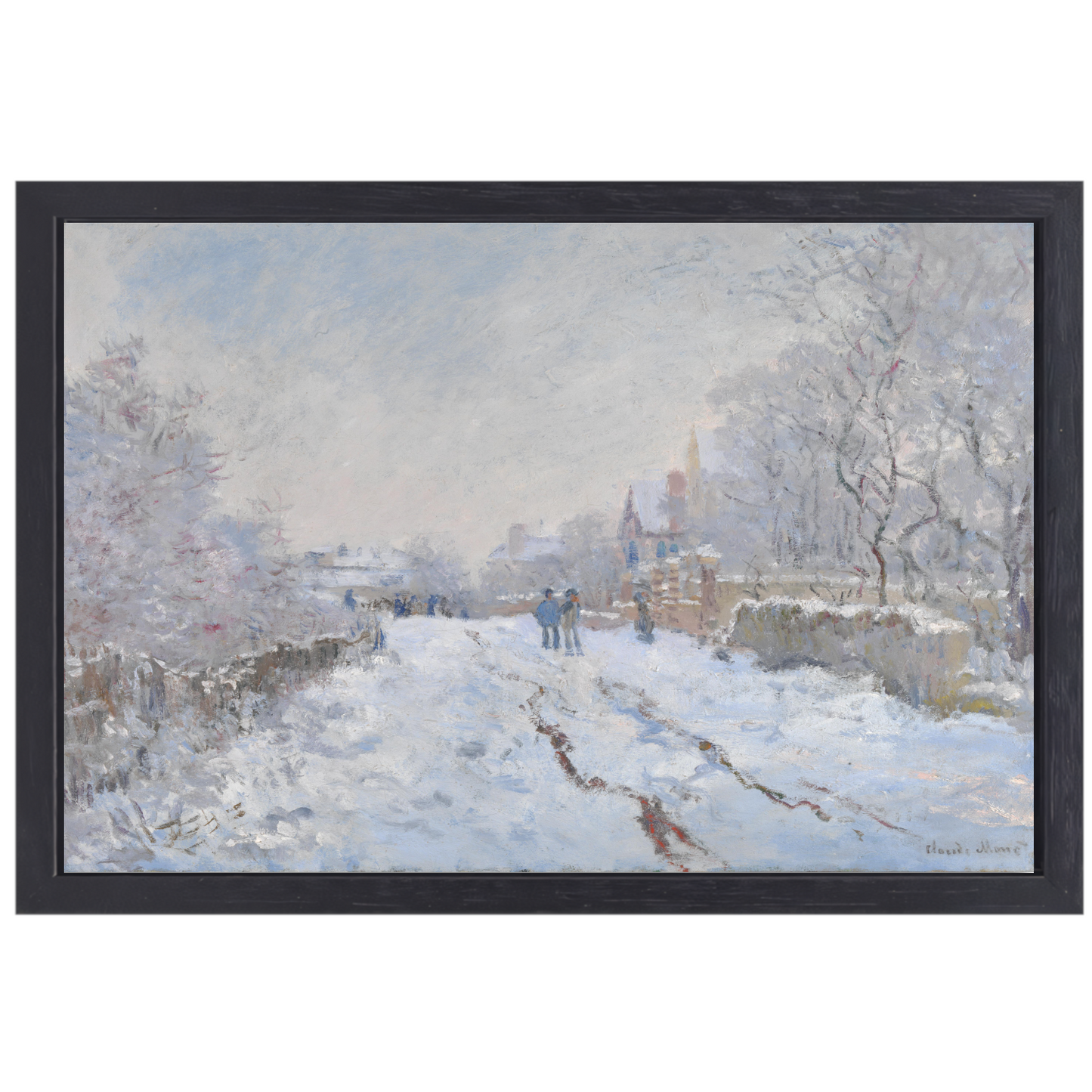 Sneeuwscène in Argenteuil - Claude Monet canvas met baklijst