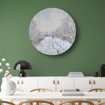 Sneeuwscène in Argenteuil - Claude Monet aluminium muurcirkel
