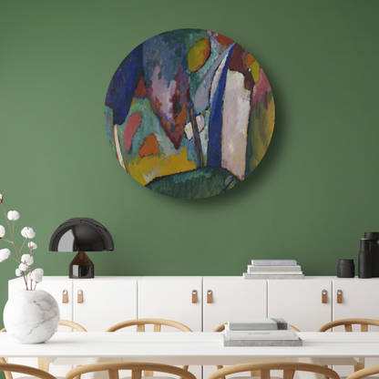 De waterval - Wassily Kandinsky aluminium muurcirkel