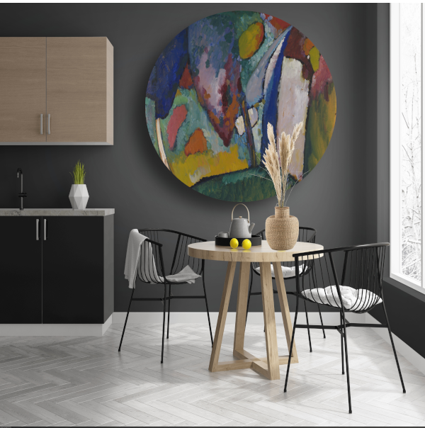 De waterval - Wassily Kandinsky aluminium muurcirkel