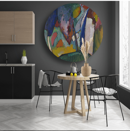 De waterval - Wassily Kandinsky aluminium muurcirkel