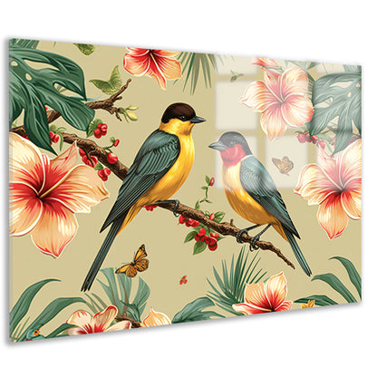 Vrolijke Vogels op een Tak acrylglas