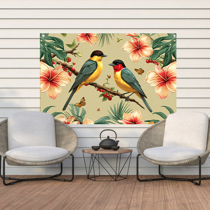 Vrolijke Vogels op een Tak tuinposter