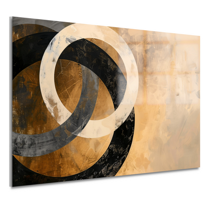 Overlappende sepia cirkels op beige achtergrond acrylglas