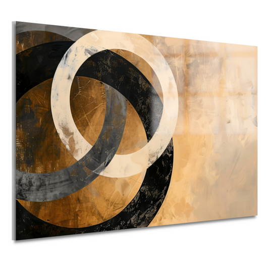 Overlappende sepia cirkels op beige achtergrond acrylglas