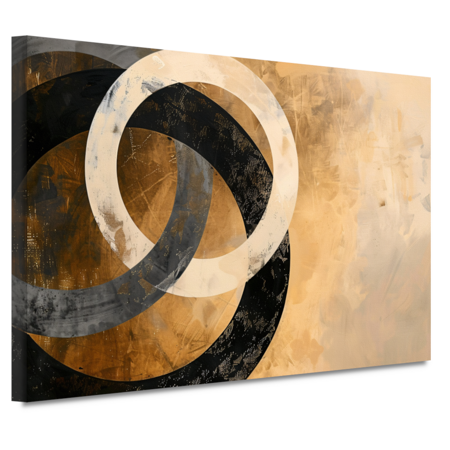 Overlappende sepia cirkels op beige achtergrond canvas