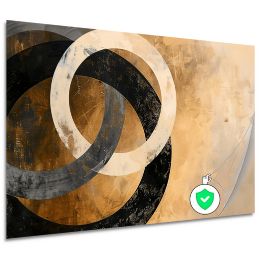 Overlappende sepia cirkels op beige achtergrond poster