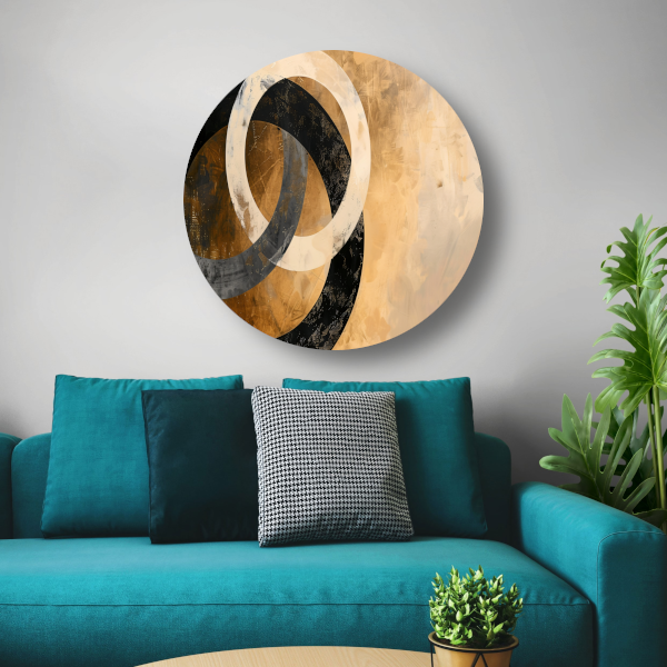 Overlappende sepia cirkels op beige achtergrond forex muurcirkel