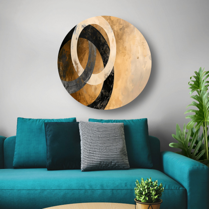 Overlappende sepia cirkels op beige achtergrond forex muurcirkel