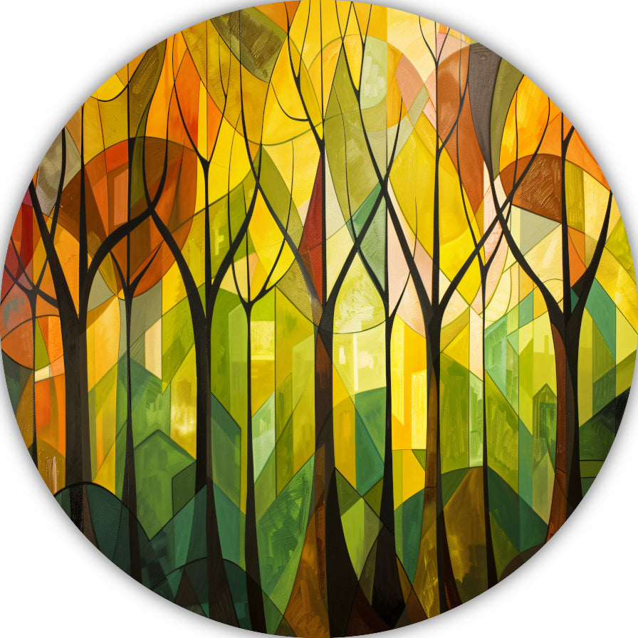 Abstracte Bomen en Stedelijk Landschap forex muurcirkel