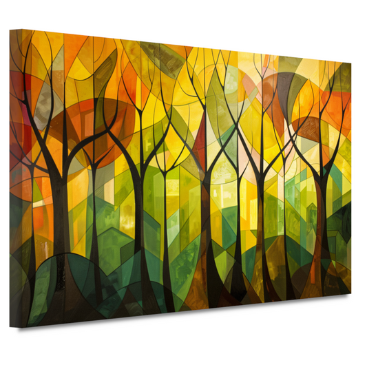 Abstracte Bomen en Stedelijk Landschap canvas