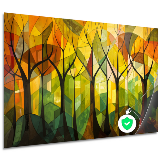 Abstracte Bomen en Stedelijk Landschap poster