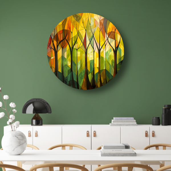 Abstracte Bomen en Stedelijk Landschap forex muurcirkel