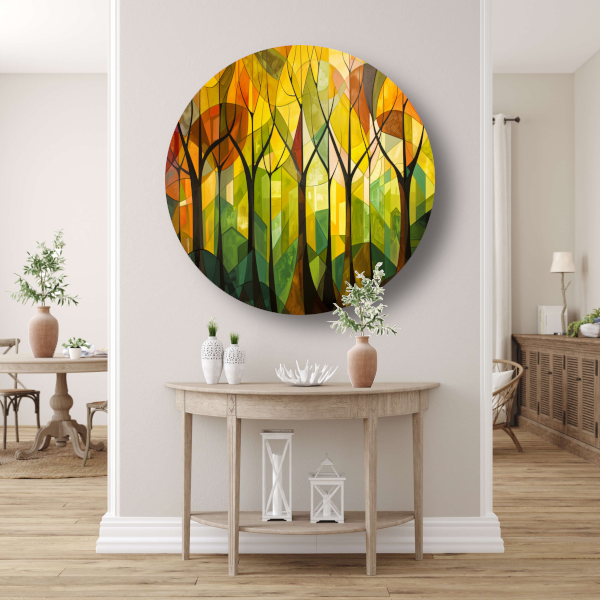 Abstracte Bomen en Stedelijk Landschap forex muurcirkel