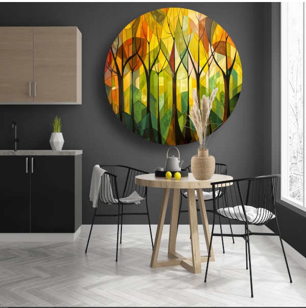 Abstracte Bomen en Stedelijk Landschap forex muurcirkel