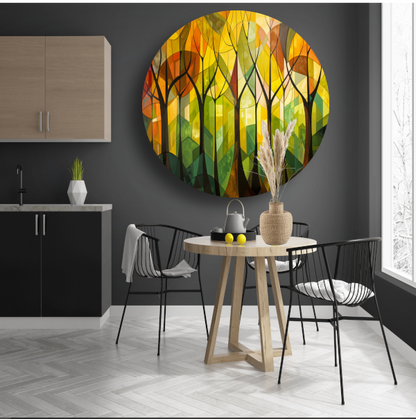 Abstracte Bomen en Stedelijk Landschap forex muurcirkel