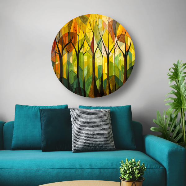 Abstracte Bomen en Stedelijk Landschap forex muurcirkel