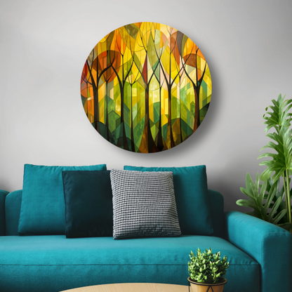 Abstracte Bomen en Stedelijk Landschap forex muurcirkel