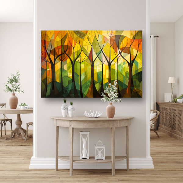Abstracte Bomen en Stedelijk Landschap poster