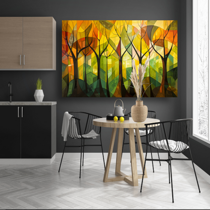 Abstracte Bomen en Stedelijk Landschap poster