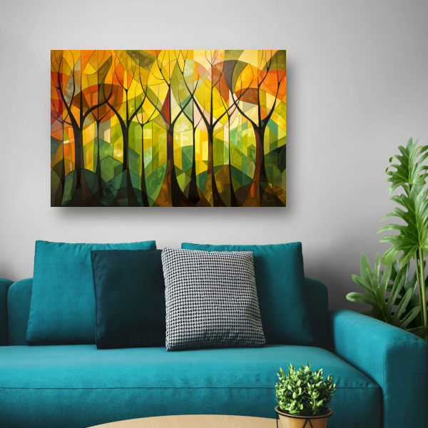 Abstracte Bomen en Stedelijk Landschap poster