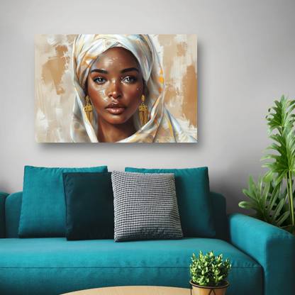 Elegante Vrouw met Gouden Hoofddoek acrylglas