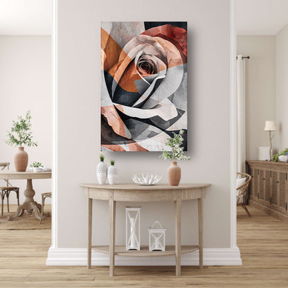 Sepiatinten Roos met Geometrische Abstractie poster