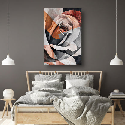 Sepiatinten Roos met Geometrische Abstractie canvas