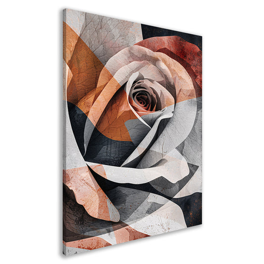 Sepiatinten Roos met Geometrische Abstractie canvas