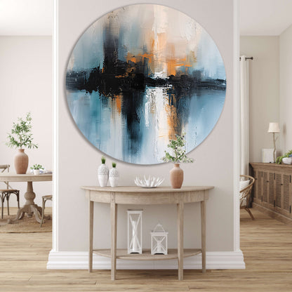 Abstracte stadsgezicht schilderij met dynamische kleuren forex muurcirkel