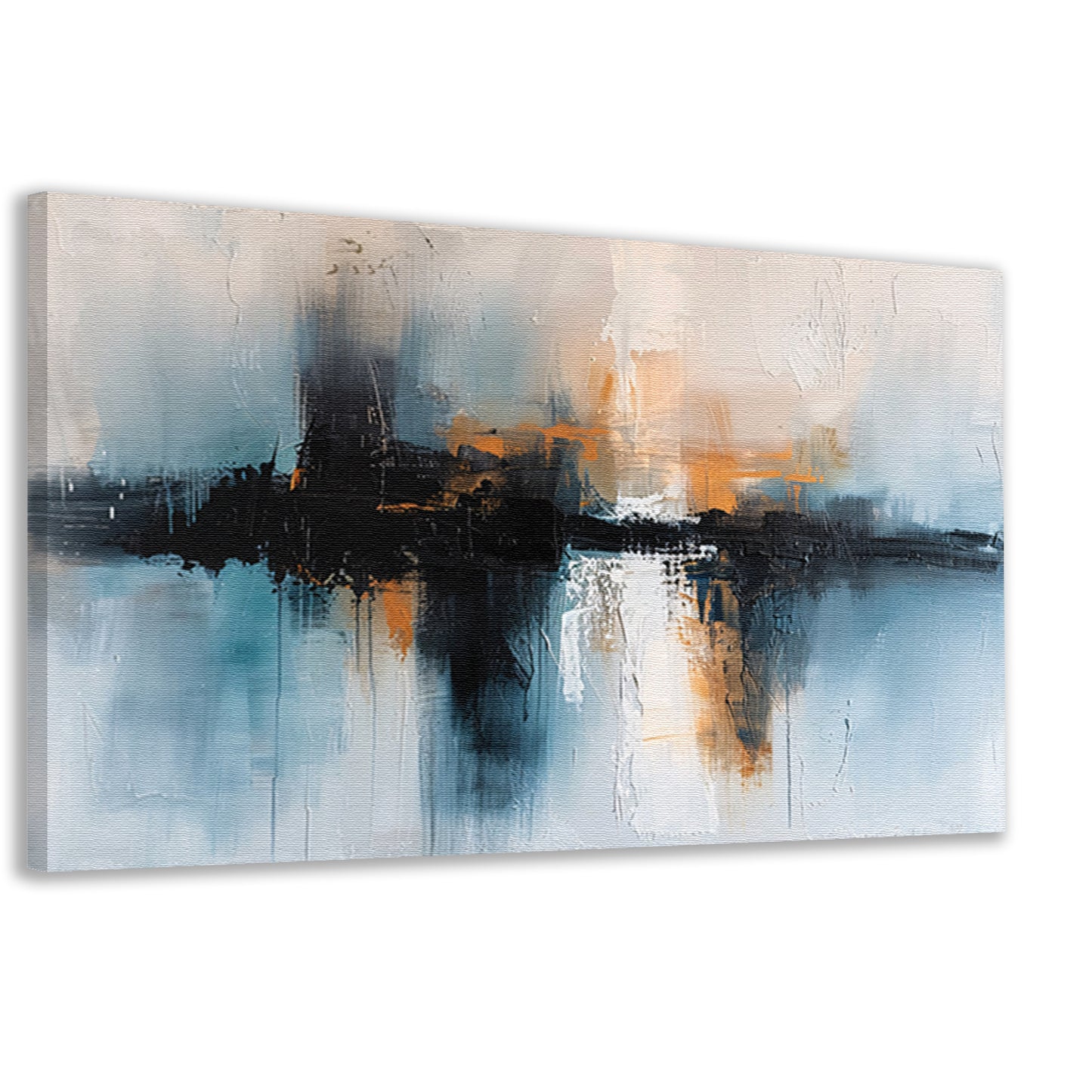 Abstracte stadsgezicht schilderij met dynamische kleuren canvas
