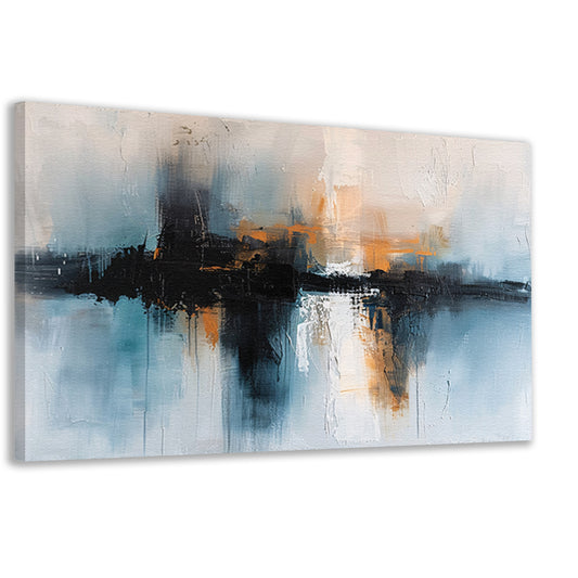 Abstracte stadsgezicht schilderij met dynamische kleuren canvas