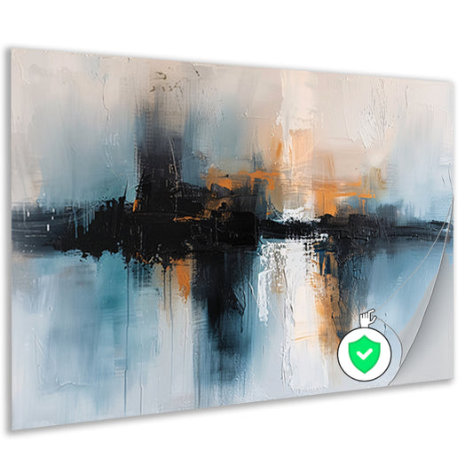 Abstracte stadsgezicht schilderij met dynamische kleuren poster