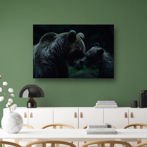Intiem moment tussen beren in bos poster