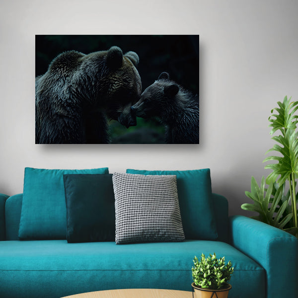 Intiem moment tussen beren in bos poster