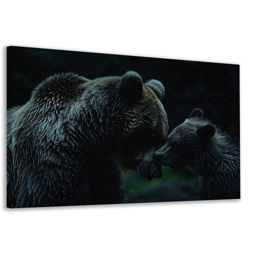 Intiem moment tussen beren in bos canvas