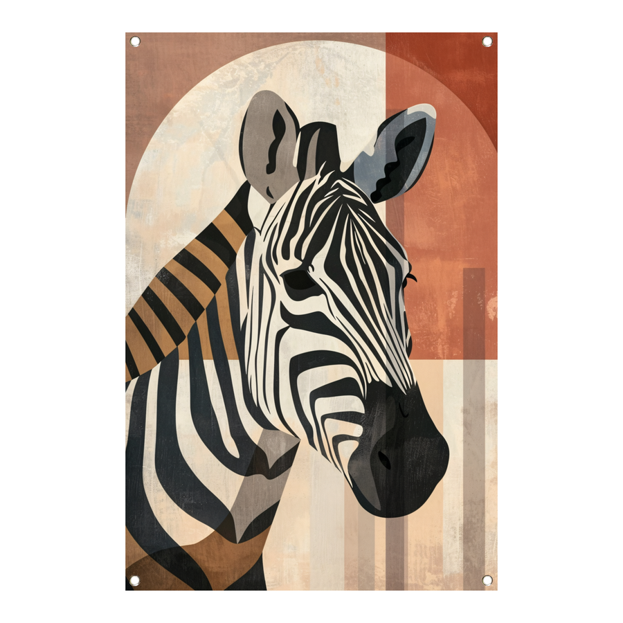 Geometrische Zebra in Aardse Tinten tuinposter