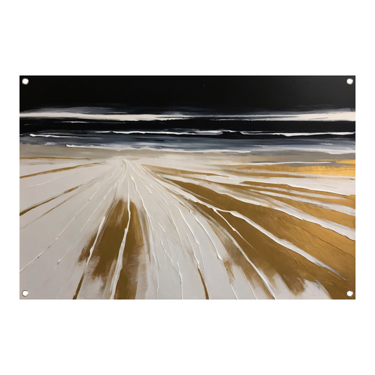 Abstracte Stranden in Monochrome Gouden Gloed tuinposter